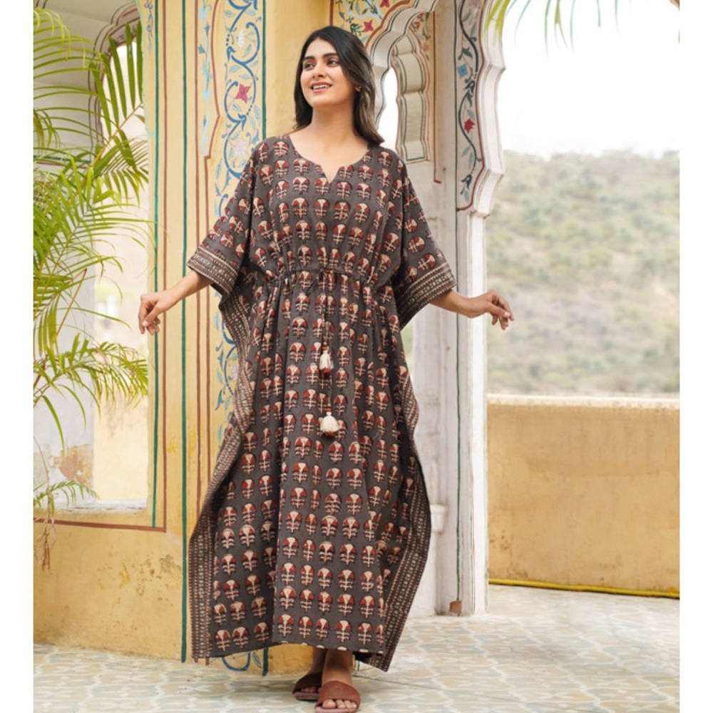 Indian Cotton Resort Wear Caftan Dress